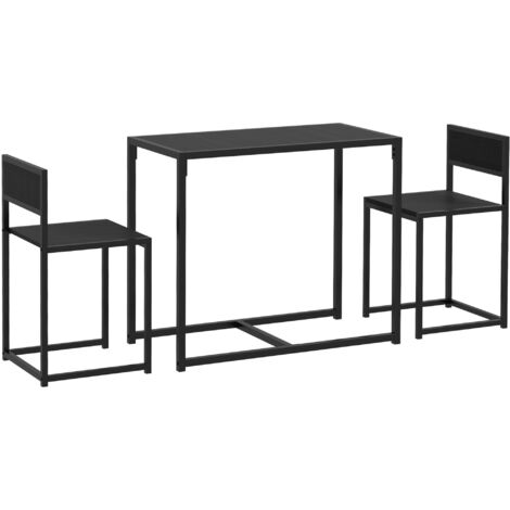 Ensemble table et 2 chaises FARROS effet bois noir (1/4)