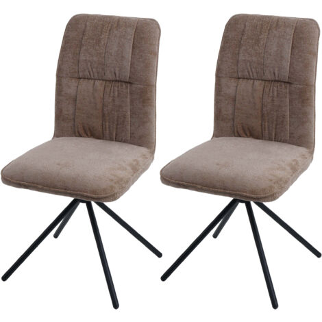 Lot de 2 chaises de salle à manger HWC-N99, chaise de cuisine, pivotante Auto-Return, tiss (1/2)