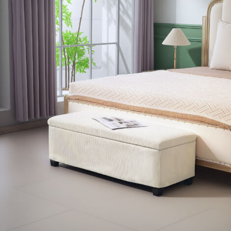 Banc coffre velours côtelé ASTER beige Banc coffre velours côtelé ASTER beige