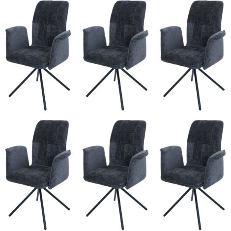 Lot de 6 chaises de salle à manger HWC-N99, pivotantes Accoudoirs Auto-Return, tissu / tex (1/5)