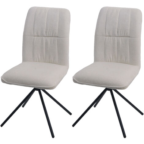 Lot de 2 chaises de salle à manger HWC-N99, chaise de cuisine, pivotante Auto-Return, tiss (1/2)