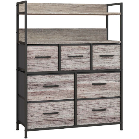 Commode 7 tiroirs GERALD grise et noire (1/5)