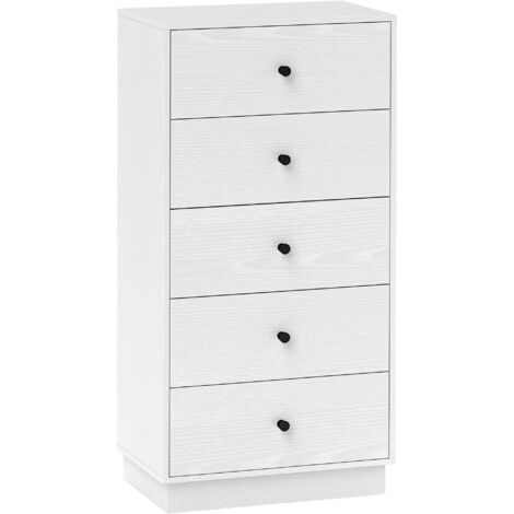 Commode haute 5 tiroirs RINNA blanche (1/4)