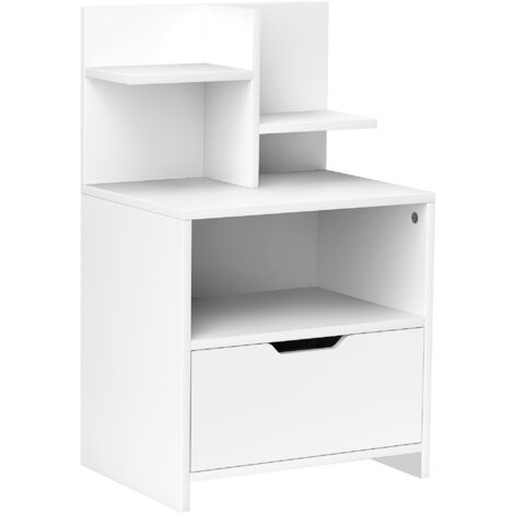 Chevet table de nuit multi-rangement SEVANE blanc (1/5)