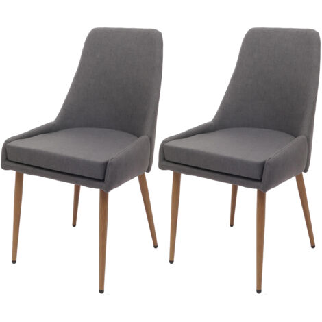 Lot de 2 chaises de salle à manger HWC-O27, chaise de cuisine chaise rembourrée, tissu / t (1/2)