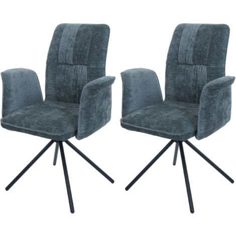Lot de 2 chaises de salle à manger HWC-N99, pivotant Accoudoir Auto-Return, tissu / textil (1/3)
