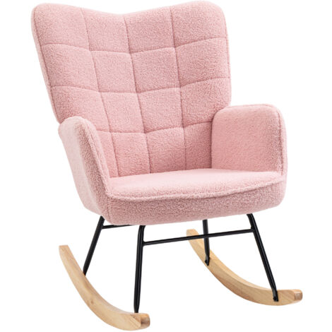 Fauteuil à bascule capitonné PINKY rose (1/5)