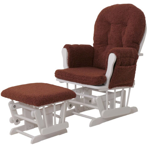 Fauteuil relax HWC-C76, fauteuilàbascule Fauteuil oscillant + pouf Tissu Bouclé 480g/m2 ék (1/5)