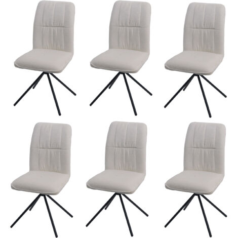 Lot de 6 chaises de salle à manger HWC-N99, chaise de cuisine, pivotante Auto-Return, tiss (1/5)