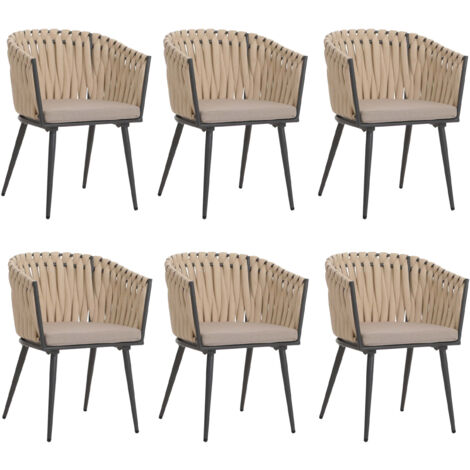 Lot de 6 chaises de salle à manger en aluminium HWC-N38, chaise d'intérieur avec accoudoir (1/5)