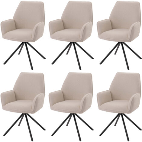 Lot de 6 chaises de salle à manger HWC-G67, chaise de cuisine Accoudoir, pivotant Auto-Position, tissu Bouclé Öko-Tex MV (1/5)