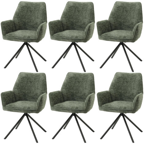 Lot de 6 chaises de salle à manger HWC-G67, chaise de cuisine avec accoudoirs, pivotante Auto-Position, chenille Oeko-Te (1/5)