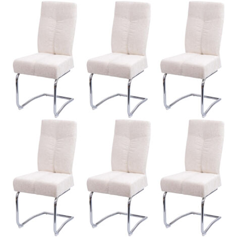 Lot de 6 chaises de salle à manger HWC-G56, chaise de cuisine cantilever chaise inclinable, métal tissu/textile chenille (1/5)