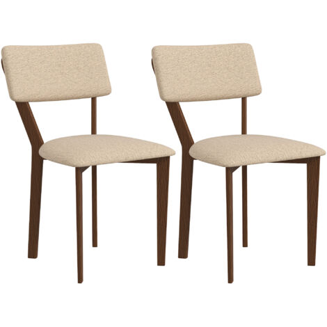 Lot de 2 chaises salle à manger style néo-rétro bois effet lin beige (1/5)