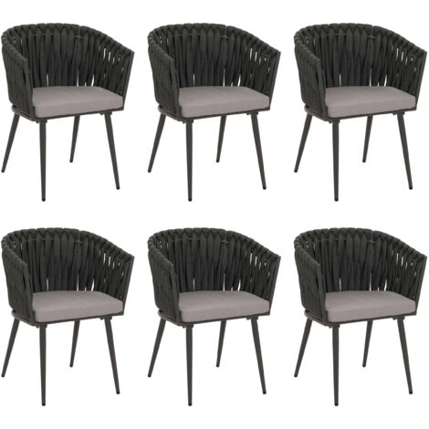 Lot de 6 chaises de salle à manger en aluminium HWC-N38, chaise d'intérieur avec accoudoir (1/5)