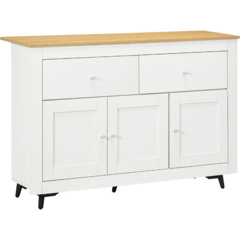 Buffet 2 tiroirs COLINE blanc et bois (1/5)