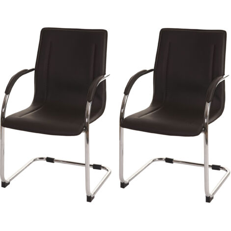 2x chaise de conférence Samara, chaise visiteurs cantilever, similicuir - marron (1/5)