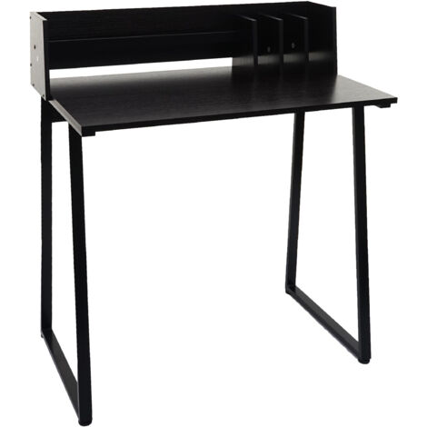 Bureau HWC-K69 - table pour ordinateur portable bureau - 82x51cm structure 3D - métal MDF - noir (1/5)