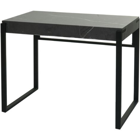 Bureau HWC-L53 - table d'ordinateur de bureau - métal 100x54cm - aspect marbre gris (1/5)