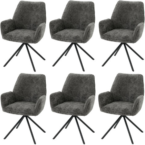 Lot de 6 chaises de salle à manger HWC-G67, chaise de cuisine avec accoudoirs, pivotante Auto-Position, chenille Oeko-Te (1/5)
