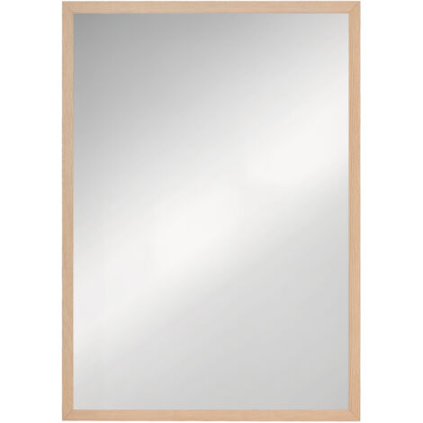 Miroir mural rectangulaire 50 x 70 cm HELIOS aspect bois clair (1/5)