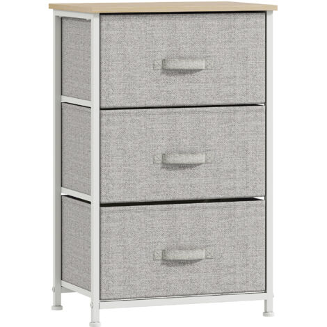 Chiffonnier 3 tiroirs MASON blanc et gris clair (1/5)