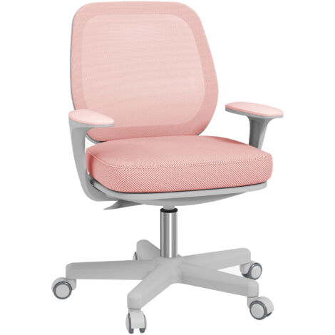 Chaise de bureau ergonomique revêtement maille SONIA rose (1/5)