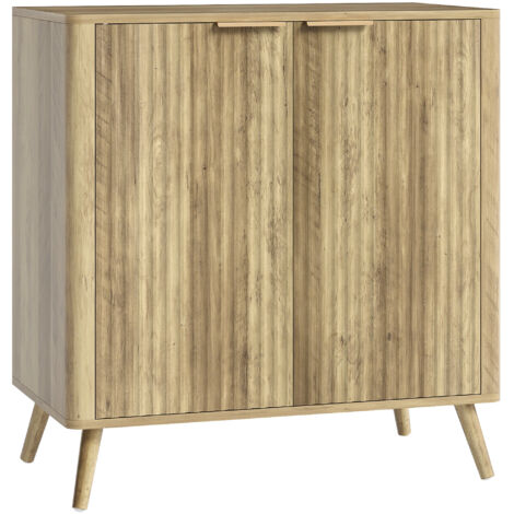 Buffet façade cannelée SOLEA aspect bois (1/4)