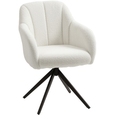 Fauteuil design ROGER effet laine bouclée blanche (1/5)