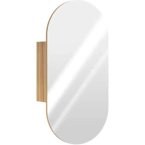 Armoire miroir design ovale 45 x 90 cm LYSA effet bois clair (1/5)