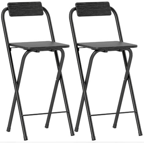 Lot de 2 tabourets de bar pliants SHARON noir (1/5)