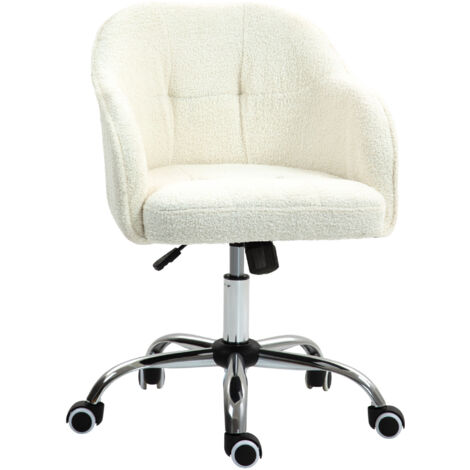 Chaise de bureau tissu bouclette effet capitonné ENYO crème (1/5)