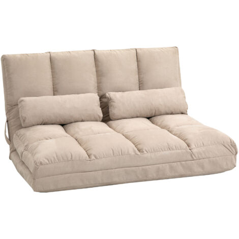 Chauffeuse dossier inclinable avec coussins SOIZIC beige (1/5)