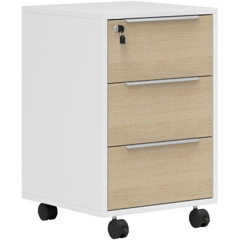 Caisson de bureau KOJIRA aspect bois naturel et blanc (1/5)