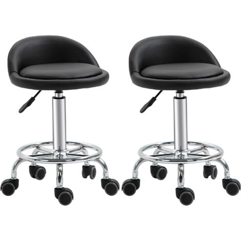 Lot de 2 tabourets de travail ROBBIE Chrome et noir (1/5)