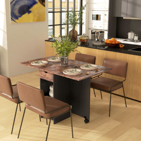 Table de cuisine rabattable SORENA effet bois brun et noir