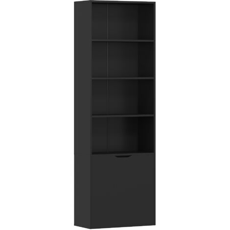Bibliothèque étagère 180 cm armoire 2 portes DERBY noire (1/5)