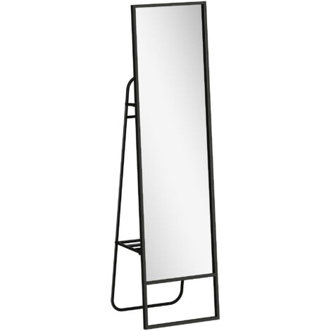 Miroir sur pied avec rangements 148,5 x 40 cm MITTEO métal noir (1/5)