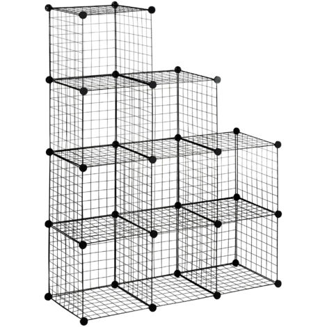 Etagères de rangement empilables 9 cubes AXEL métal noir (1/5)