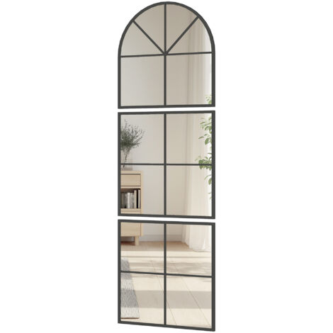 Miroir atelier triptyque 60x180 cm style verrière LUCENZO noir (1/5)