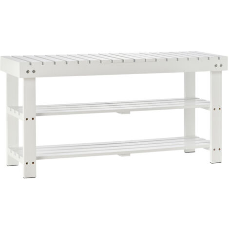 Banc à chaussures SOREN bois blanc (1/5)