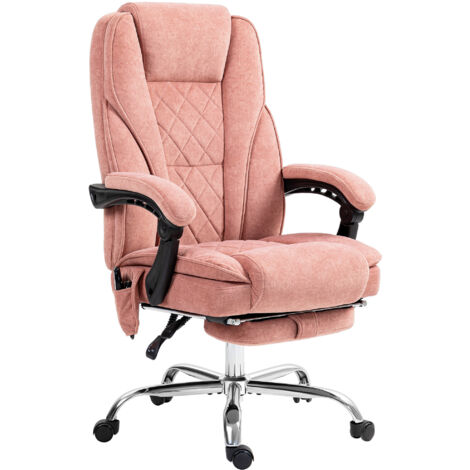 Fauteuil de bureau massant chauffant velours ISABELLA rose (1/5)