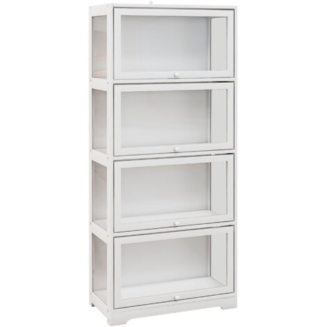 Vitrine colonne acrylique 4 niveaux LIORA blanc (1/5)