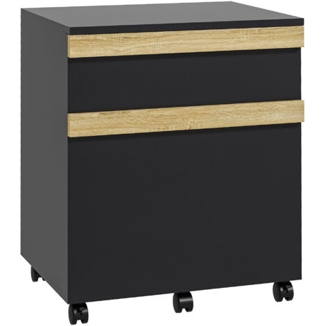 Caisson de bureau JOKARI aspect chêne clair et noir (1/5)