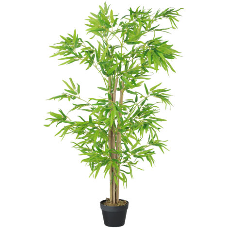 Bambou artificiel hauteur 1,5 m 644 feuilless & lichen denses réalistes pot inclus noir (1/5)