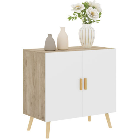 Buffet scandinave 2 portes NAORA aspect bois et blanc (1/5)