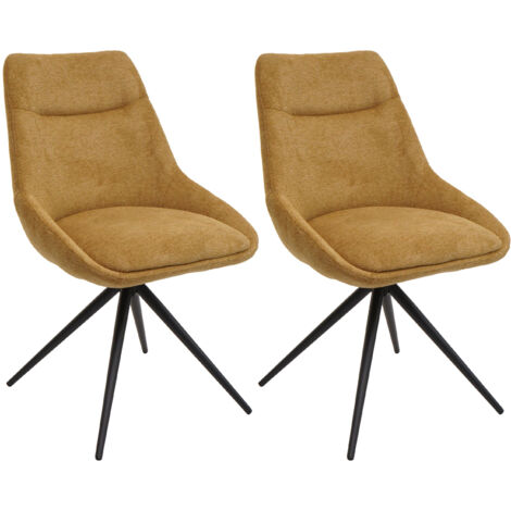 Lot de 2 chaises de salle à manger HWC-M65, chaise de cuisine fauteuil chaise, pivotante auto position métal tissu/texti (1/2)