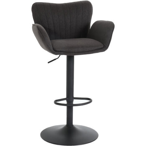 Tabouret de bar HWC-M67, chaise de bar pivotante, avec accoudoirs repose-pieds pivotant tissu/textile fer - gris foncé p (1/5)