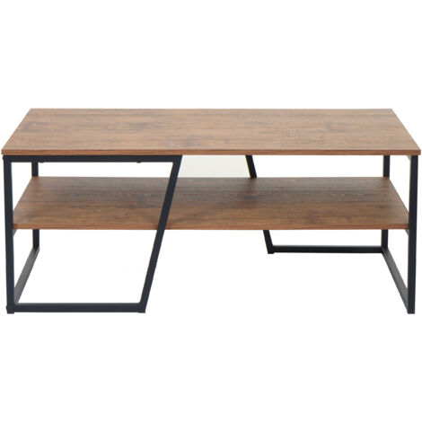 Table basse HWC-A27, Table de salon Table d'appoint Table de salon, Tablette métal structure 3D 46x110x60cm, aspect chên (1/5)
