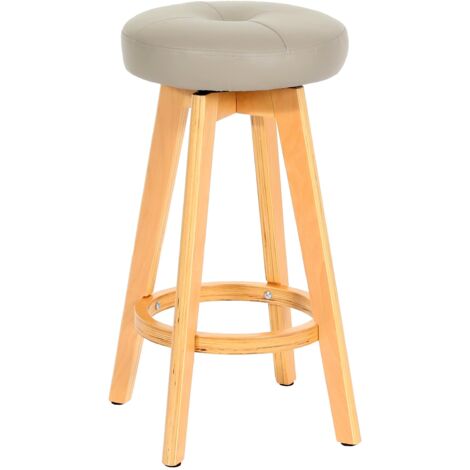 Tabouret de bar Navan, chaise de bar tabouret de bar, bois similicuir pivotant - taupe, pieds clairs (1/5)